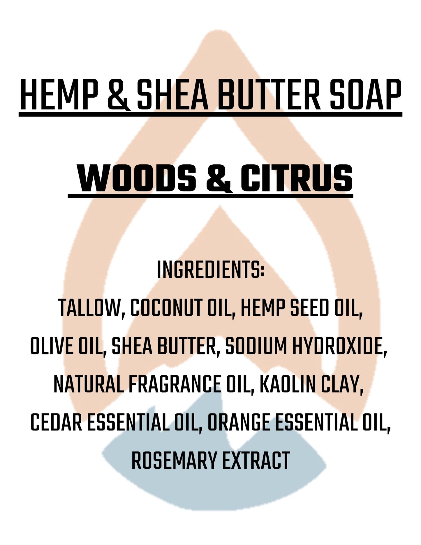 Bar Soap - Woods & Citrus - Hemp & Shea Butter Base